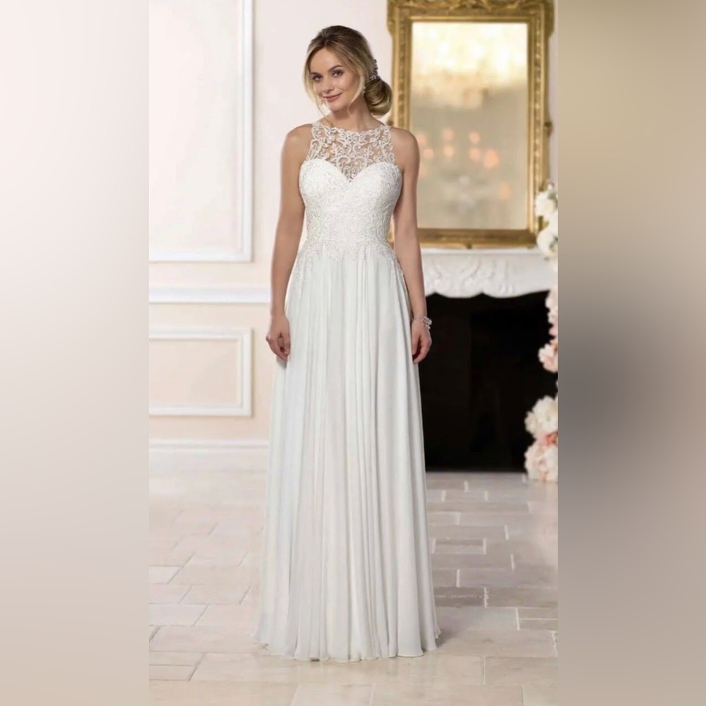 Stella York wedding dress-NEW-Style 04176593-Ivory -Lace/crepe chiffon. Size 14